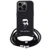 Karl Lagerfeld KLHCP15LSASKNPSK iPhone 15 Pro 6,1 inch Hardcase Crossbody Saffiano Monogram Metal Pin Karl & Choupette