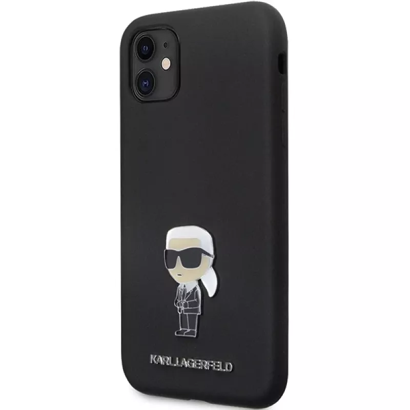 Karl Lagerfeld Ikonik Metal Pin Silicone Case for Apple iPhone 11 / iPhone XR 6,1 inch Black