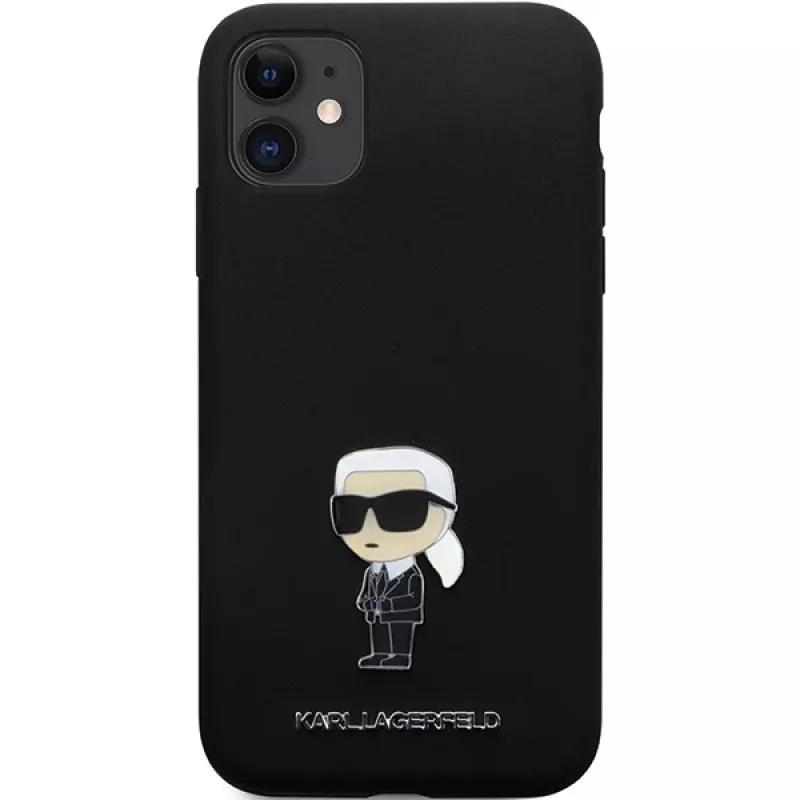 Karl Lagerfeld Ikonik Metal Pin Silicone Case for Apple iPhone 11 / iPhone XR 6,1 inch Black