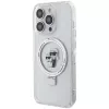 Karl Lagerfeld KLHMP13XHMRSKCH Hardcase Ring Stand, skirta iPhone 13 Pro Max 6.7, balta, Karl & Choupette MagSafe
