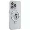 Karl Lagerfeld KLHMP13XHMRSKCH Hardcase Ring Stand, skirta iPhone 13 Pro Max 6.7, balta, Karl & Choupette MagSafe