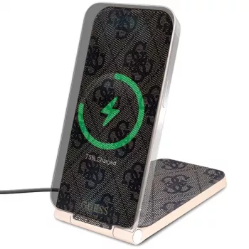 Guess Sulankstomas 2-in-1 belaidis įkroviklis GUDCFAL4PEGW 15W Ruda 4G raštas MagSafe