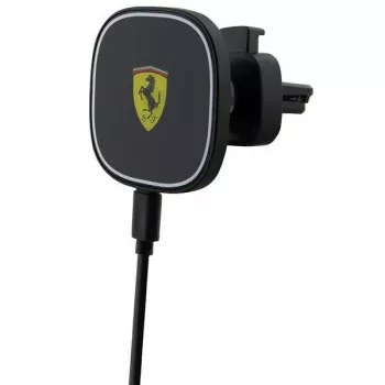 Ferrari 15W belaidis indukcinis automobilinis laikiklis FECHMGLK su įkrovimu, ventiliacijos grotelėms, juodas, MagSafe