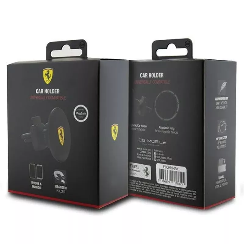 Ferrari Magnetic Car Phone Holder FECHMMAK for Air Vent, Black, 2023 Collection, MagSafe Compatible