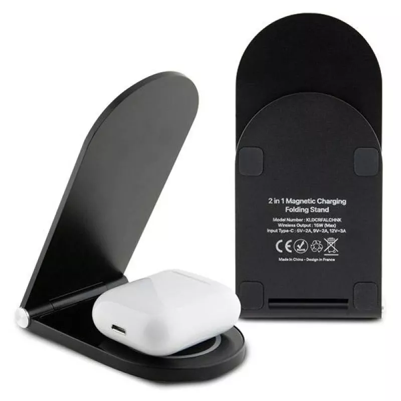 Karl Lagerfeld 2-in-1 Foldable Wireless Charger KLDCRFALCHNK 15W Black Choupette MagSafe