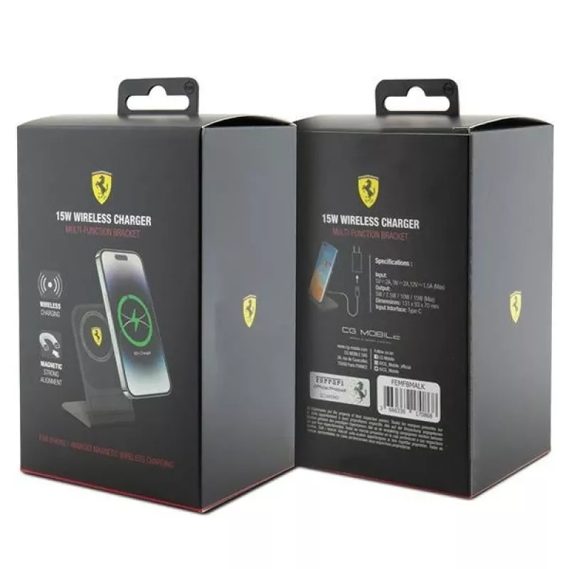 Ferrari 2023 Collection MagSafe 15W belaidžio įkrovimo padėklas – juodas