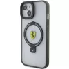 Ferrari FEHMP15SUSCAK iPhone 15 / 14 / 13 6,1 inch Juodas Kietas Dėklas su Žiediniu Stovu 2023 Kolekcija MagSafe