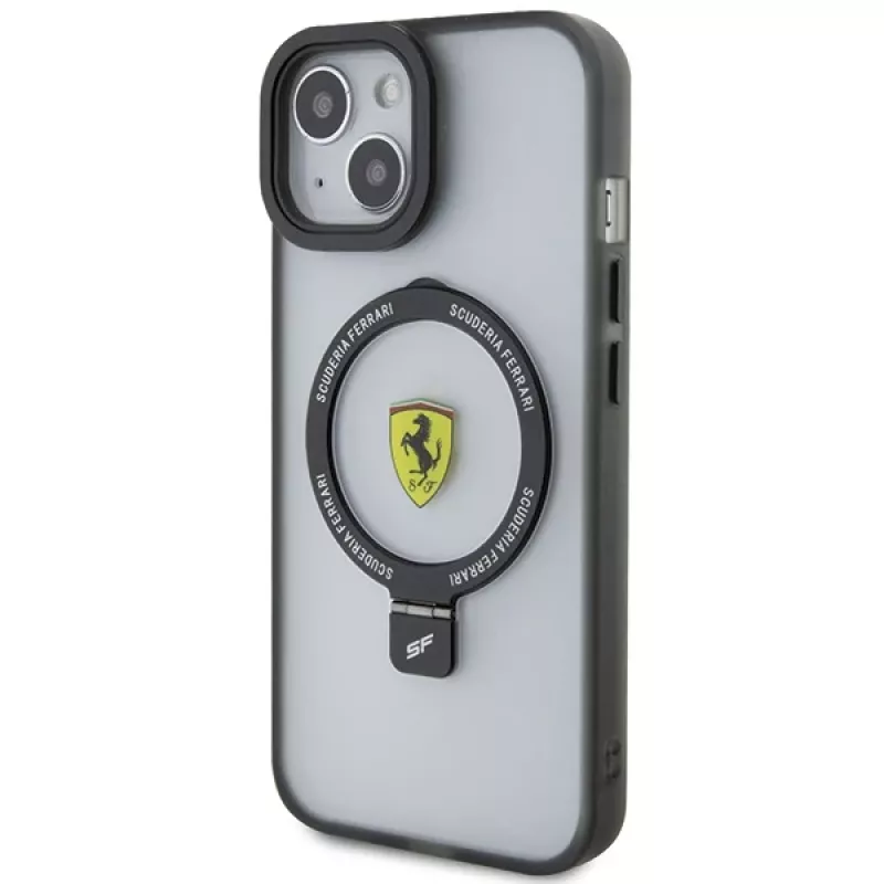 Ferrari FEHMP15MUSCAH iPhone 15 Plus / 14 Plus 6,7 inch Transparent Hard Case with Ring Stand, MagSafe, 2023 Collection