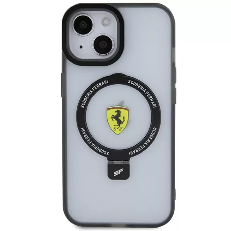 Ferrari FEHMP15MUSCAH iPhone 15 Plus / 14 Plus 6,7 inch Transparent Hard Case with Ring Stand, MagSafe, 2023 Collection