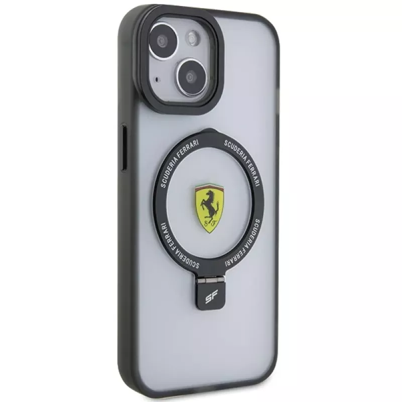 Ferrari FEHMP15MUSCAH iPhone 15 Plus / 14 Plus 6,7 inch Transparent Hard Case with Ring Stand, MagSafe, 2023 Collection