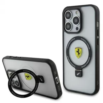 Ferrari FEHMP15LUSCAH iPhone 15 Pro 6,1 inch Skaidrus Kietas Dėklas su Žiediniu Stovu, MagSafe Suderinamas, 2023 Kolekcija
