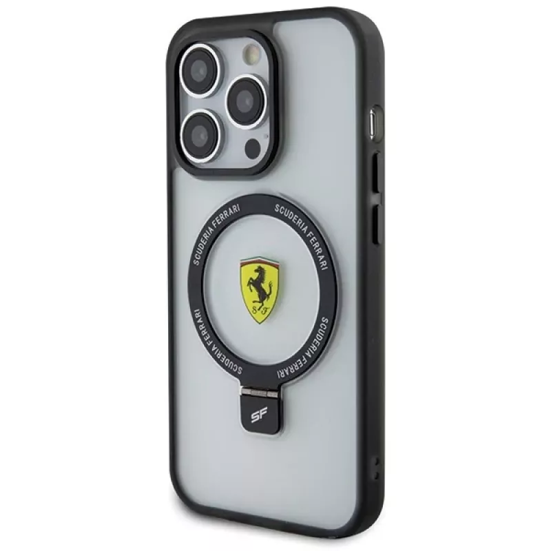 Ferrari FEHMP15LUSCAH iPhone 15 Pro 6,1 inch Skaidrus Kietas Dėklas su Žiediniu Stovu, MagSafe Suderinamas, 2023 Kolekcija
