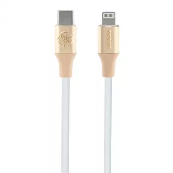 Guess GUCLLALRGDD USB-C į Lightning laidas 1,5 m greitas įkrovimas šviesiai auksinis su įspaustu logotipu
