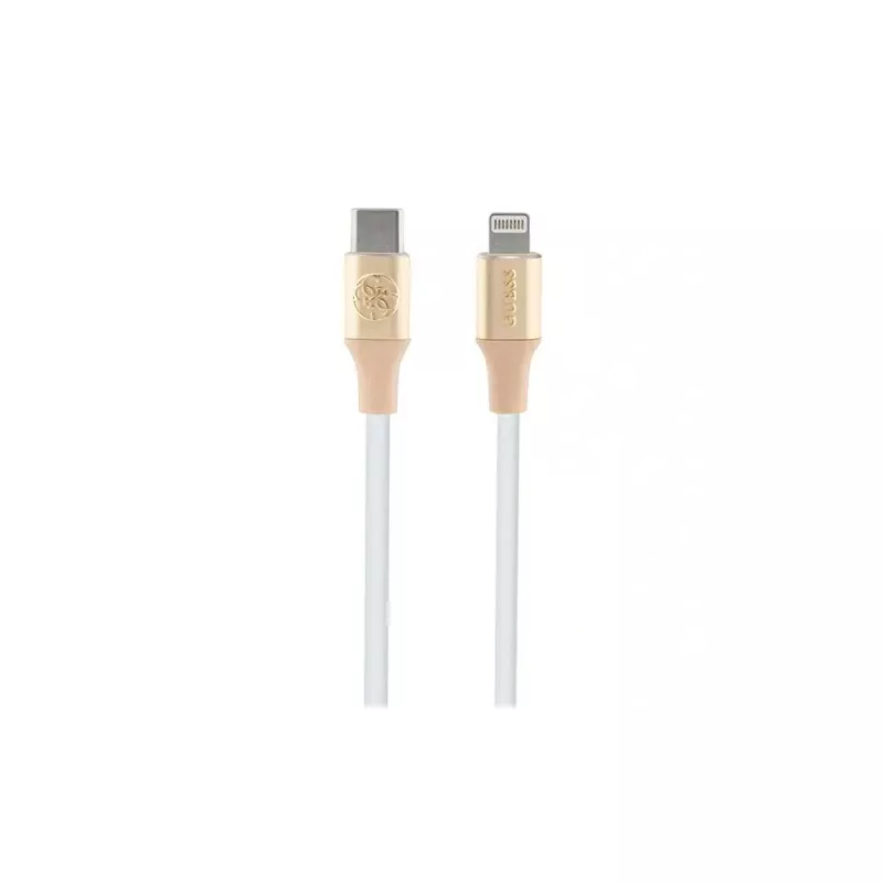 Guess GUCLLALRGDD USB-C į Lightning laidas 1,5 m greitas įkrovimas šviesiai auksinis su įspaustu logotipu