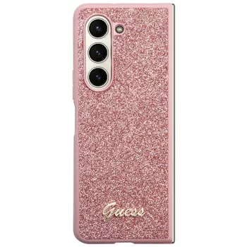Guess GUHCZFD5HGGSHP F946 Glitter Script Hard Case, Samsung Galaxy Z Fold5 - Rožinė