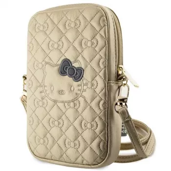 Hello Kitty Quilted Bows Strap Crossbody Phone Bag Gold