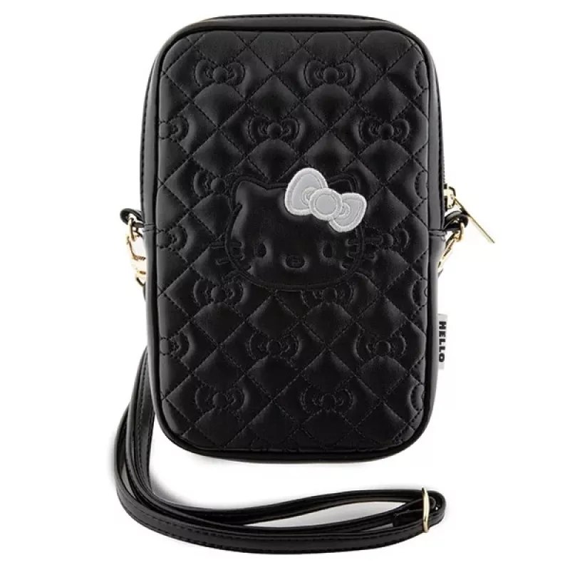 Hello Kitty Quilted Bows Strap - Crossbody Phone Bag (Juoda)