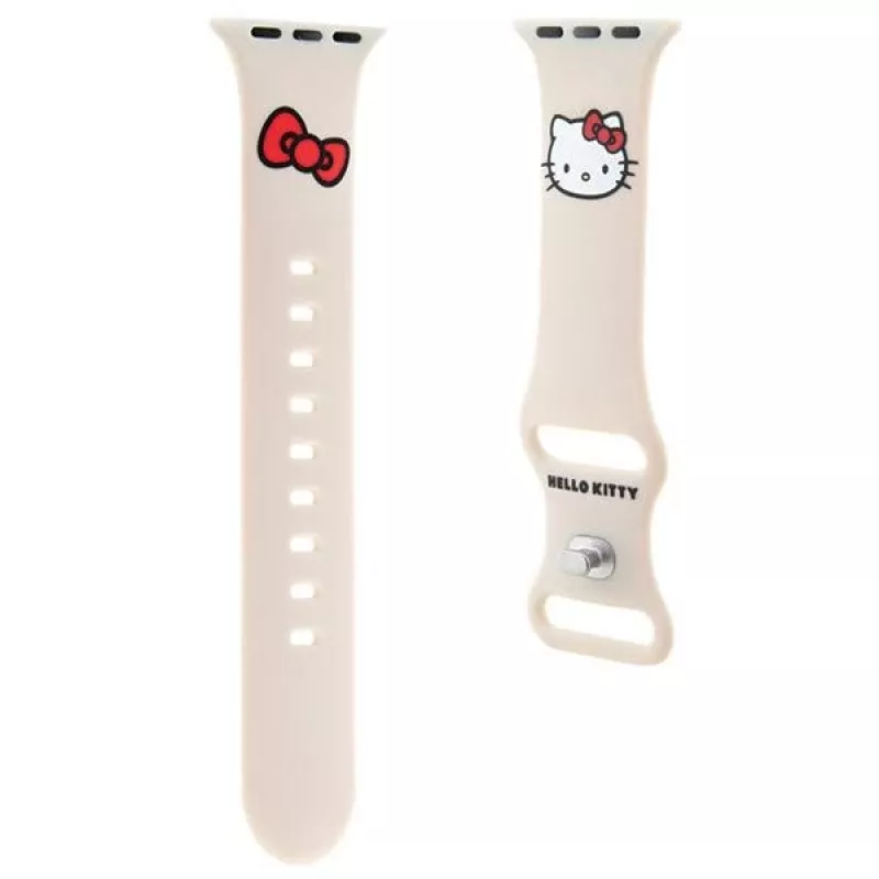 Hello Kitty HKAWMSCHBLE Silikoninis dirželis, skirtas Apple Watch 38/40/41 mm - smėlio spalvos