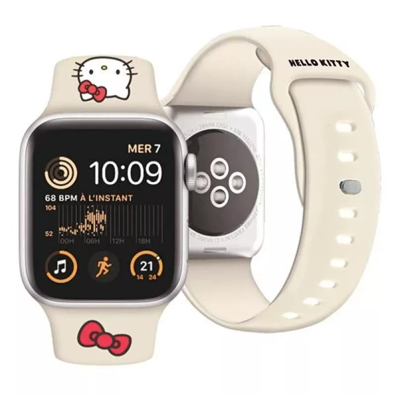 Hello Kitty HKAWMSCHBLE Silikoninis dirželis, skirtas Apple Watch 38/40/41 mm - smėlio spalvos