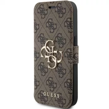 Guess GUBKP15L4GMGBR iPhone 15 Pro 6,1 inch Folio Case Brown 4G Metal Logo