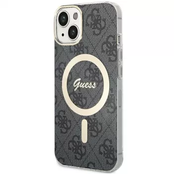Guess GUHMP15MH4STK Kietasis dėklas, skirtas iPhone 15 Plus/14 Plus 6,7 inch juodas MagSafe 4G
