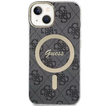 Guess GUHMP15MH4STK Kietasis dėklas, skirtas iPhone 15 Plus/14 Plus 6,7 inch juodas MagSafe 4G