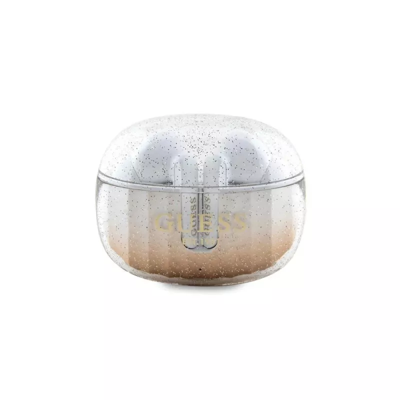 „Guess Glitter Gradient“ belaidės TWS ausinės su įkrovimo dėklu (auksinė)