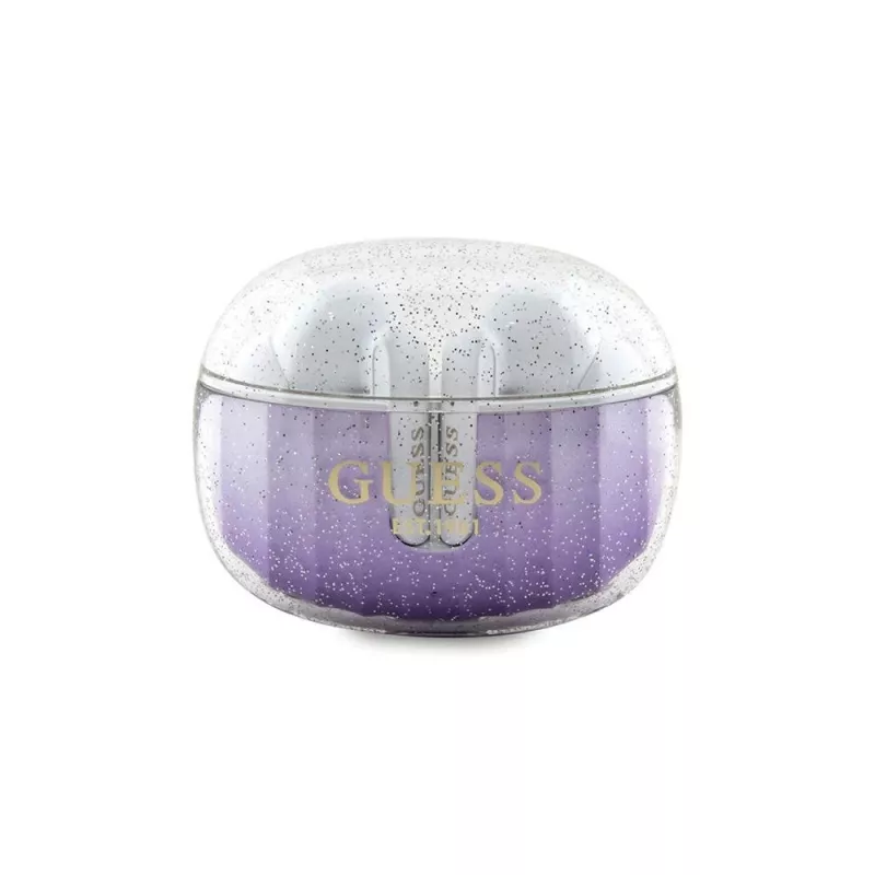 „Guess Glitter Gradient“ belaidės ausinės su įkrovimo dėklu (violetinė)