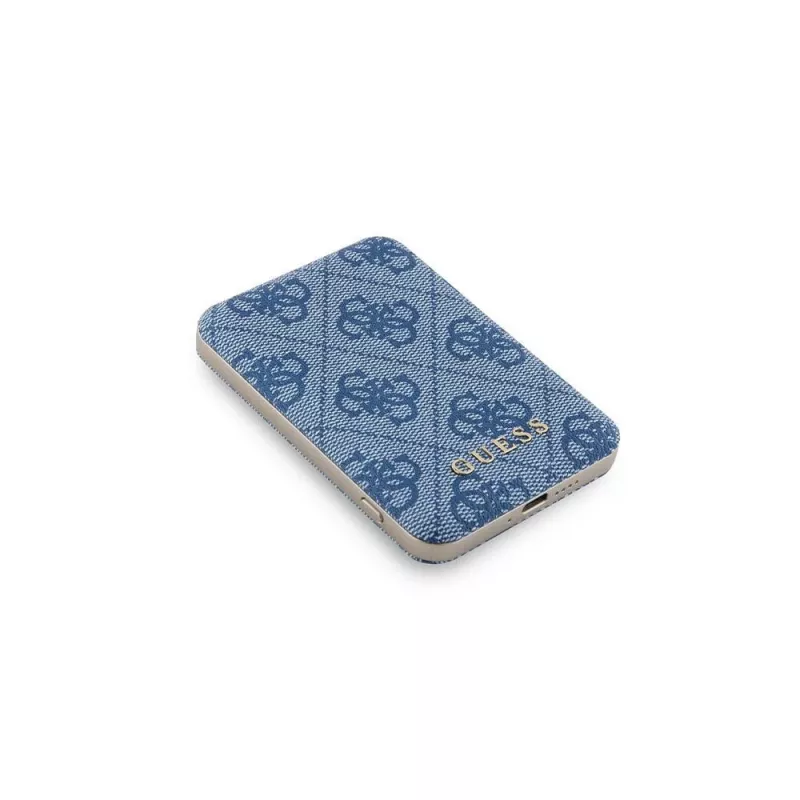 Guess Wireless Power Bank 5000mAh Blue 4G Leather Metal Logo MagSafe 15W