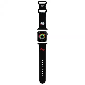 Hello Kitty HKAWLSCHBLK Silikono dirželis Apple Watch 42/44/45/49mm juodas