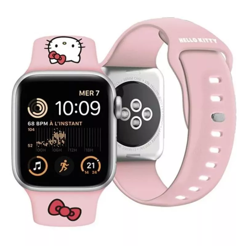 Hello Kitty HKAWLSCHBLP Silikoninis dirželis Apple Watch 42/44/45/49mm Rožinis