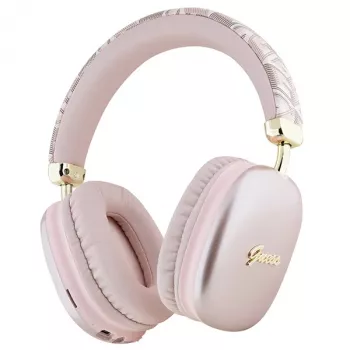 Guess Gcube Metallic Script Logo On-Ear Bluetooth Ausinės Rožinės