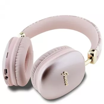 Guess Gcube Metallic Script Logo On-Ear Bluetooth Ausinės Rožinės