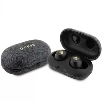 Guess 4G Metal Logo Bluetooth TWS ENC Ausinės su Įkrovimo Dėklu (Juodos)