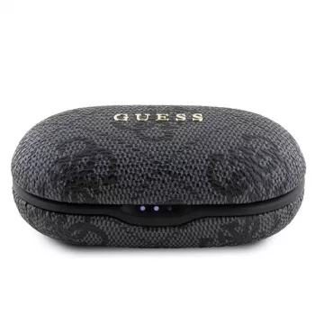 Guess 4G Metal Logo Bluetooth TWS ENC Ausinės su Įkrovimo Dėklu (Juodos)