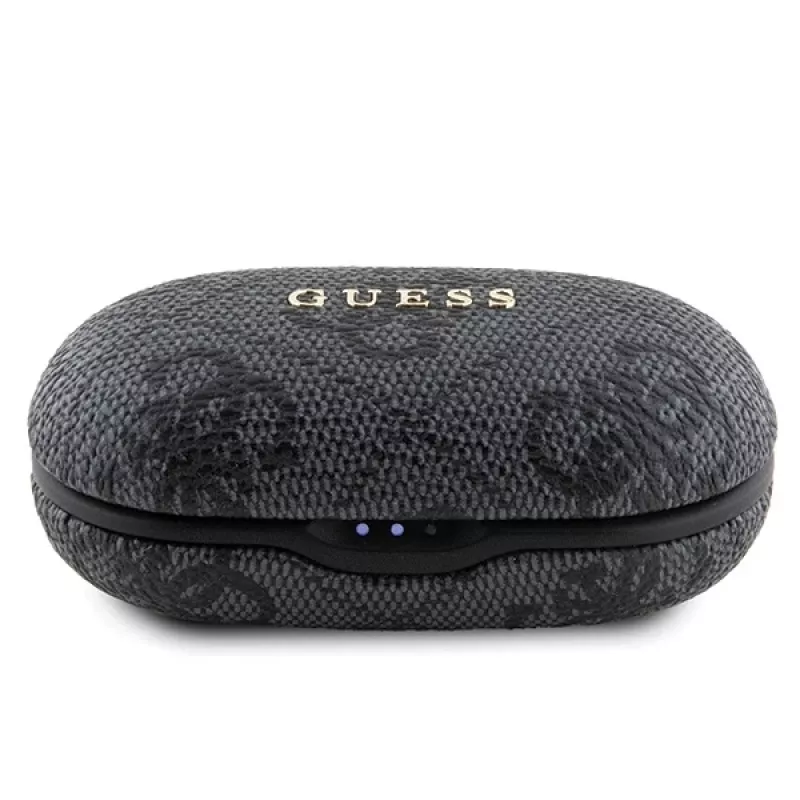 Guess 4G Metal Logo Bluetooth TWS ENC Ausinės su Įkrovimo Dėklu (Juodos)