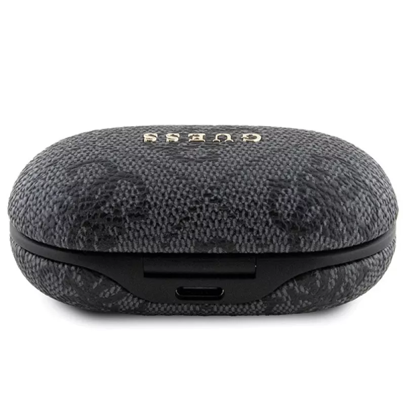 Guess 4G Metal Logo Bluetooth TWS ENC Ausinės su Įkrovimo Dėklu (Juodos)