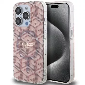 Guess GUHMP15LHGCUSTGP iPhone 15 Pro 6,1 inch Pink Hardcase IML GCube MagSafe