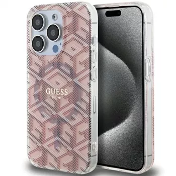 Guess GUHMP15XHGCUSTGP iPhone 15 Pro Max 6,7 inch Pink Hardcase IML GCube MagSafe
