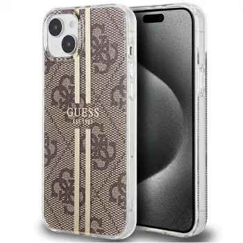 Guess GUHCP15MH4PSEGW iPhone 15 Plus / 14 Plus 6,7 inch Hardcase IML 4G Gold Stripe Brown