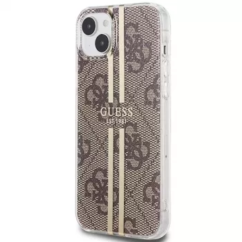 Guess GUHCP15MH4PSEGW iPhone 15 Plus / 14 Plus 6,7 inch Hardcase IML 4G Gold Stripe Brown