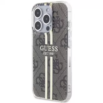 Guess GUHCP15LH4PSEGW iPhone 15 Pro 6.1 Hardcase IML 4G Gold Stripe Brown
