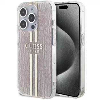 Guess GUHCP14XH4PSEGP iPhone 14 Pro Max 6,7 inch Pink Hardcase IML 4G Gold Stripe