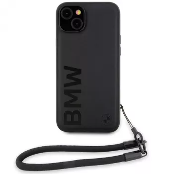 BMW Signature Leather Wordmark Hard Case, skirta iPhone 15 / 14 / 13 6,1 inch - Juoda