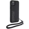 BMW Signature Leather Wordmark Hard Case, skirta iPhone 15 / 14 / 13 6,1 inch - Juoda