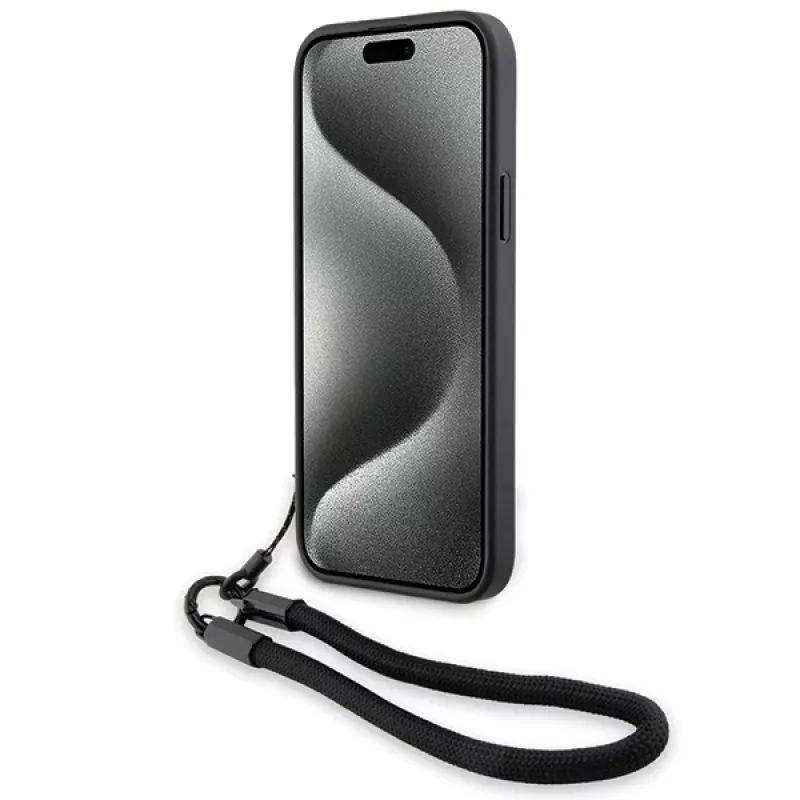 BMW Signature Leather Wordmark Hard Case, skirta iPhone 15 / 14 / 13 6,1 inch - Juoda