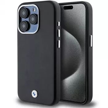 BMW Signature Wrapped Metal MagSafe Dėklas Apple iPhone 15 Pro 6,1 inch Juodas