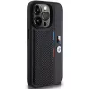 BMW Perforated Tricolor Line Hard Case, tinkantis Apple iPhone 15 Pro 6.1, juoda
