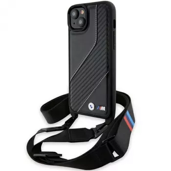 BMW BMHCP15S23PSCCK iPhone 15 / 14 / 13 Black Hardcase M Edition Carbon Stripe & Strap