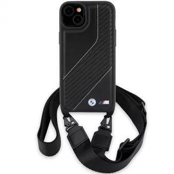 BMW BMHCP15S23PSCCK iPhone 15 / 14 / 13 Black Hardcase M Edition Carbon Stripe & Strap